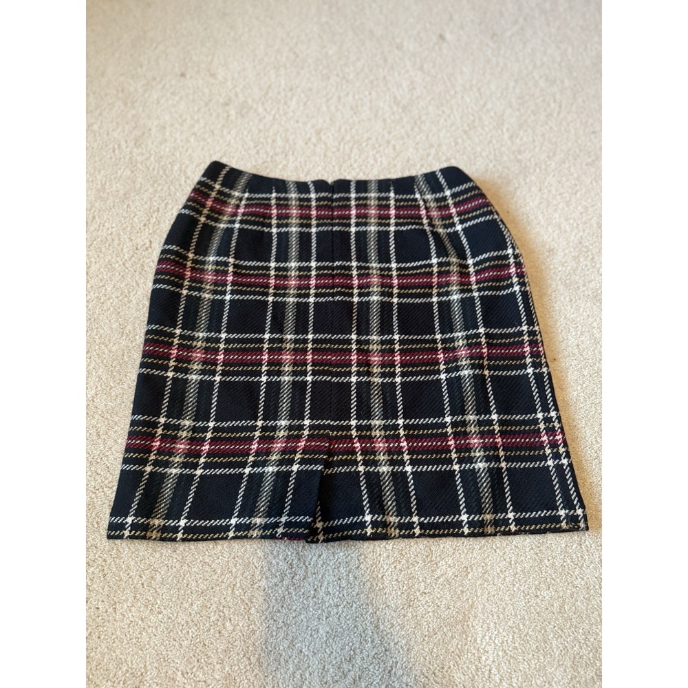VTG Talbots 100% Wool Pencil Skirt Plaid Knee Length Back Zip Women's 10 Petite - Picture 2 of 9